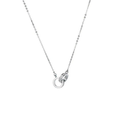 Double-circle Necklace In S925 Sterling Silver Minimalist Design
